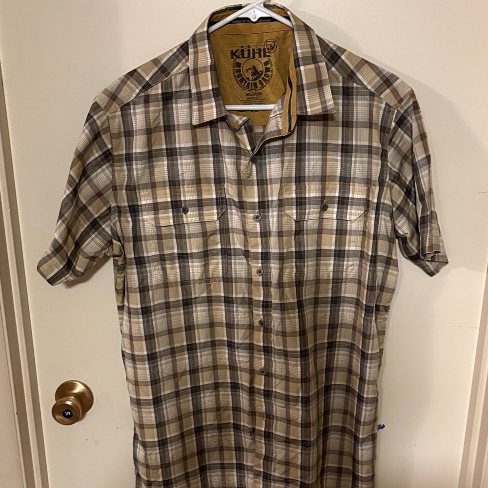 Kuhl Men's Casual Plaid Shirt - Beige and Brown